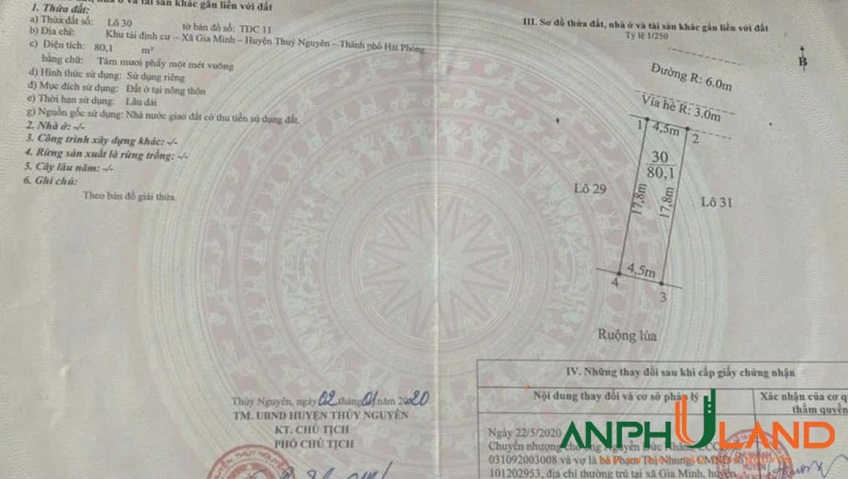 Bán duy nhất 1 lô TĐC Gia Minh, phường Bạch Đằng, TP Hải Phòng