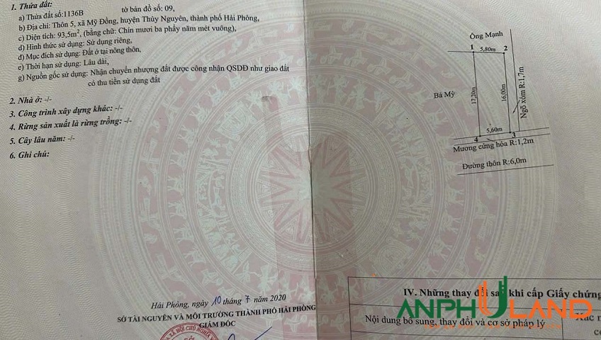 Chào bán lô góc tại phường lê Ích Mộc (xã Mỹ Đồng). TP Hải Phòng
