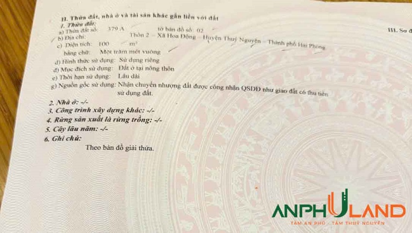 Một BĐS dòng tiền một vị trí siêu tuyệt vời tại Phường Thủy Nguyên ( xã Hoa Động), TP Hải Phòng