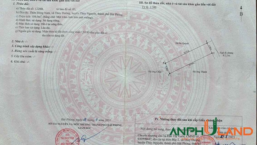  Chính chủ gửi bán lô đất tại Phường Thủy Nguyên (xã Thủy Đường ), TP Hải Phòng