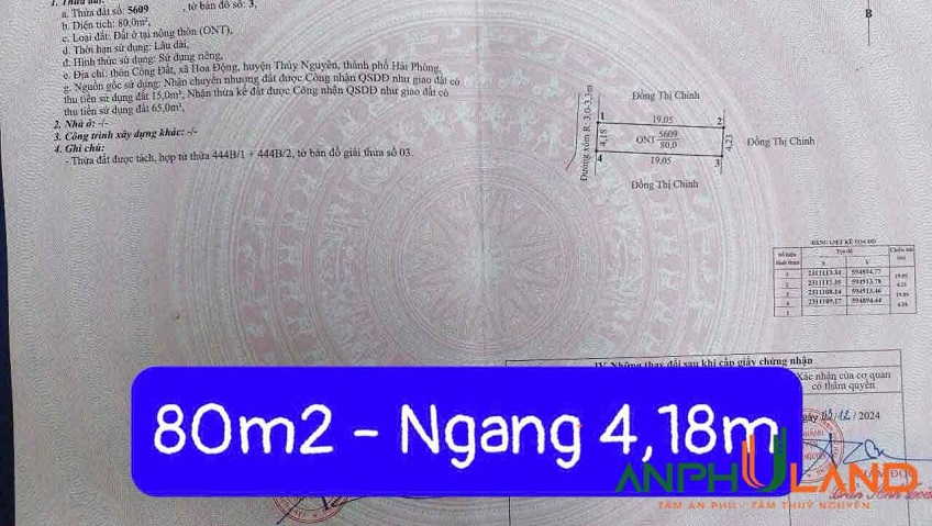 Chính chủ gửi bán lô đất đẹp đầu tư, vị trí trung tâm tại Phường Thủy Nguyên ( xã Hoa Động)