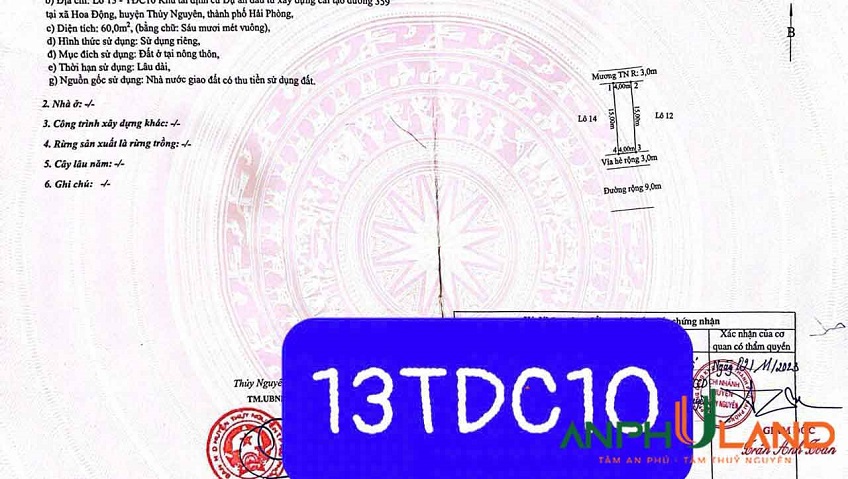 Cần bán lô đất tại TĐC Phường Thủy Nguyên ( xã Hoa Động), TP Hải Phòng