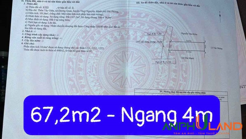 Cần bán 2 lô đất có diện tích lớn cực hiếm tại TDP  Tây Giữa, P. Thủy Nguyên ( xã Dương Quan)