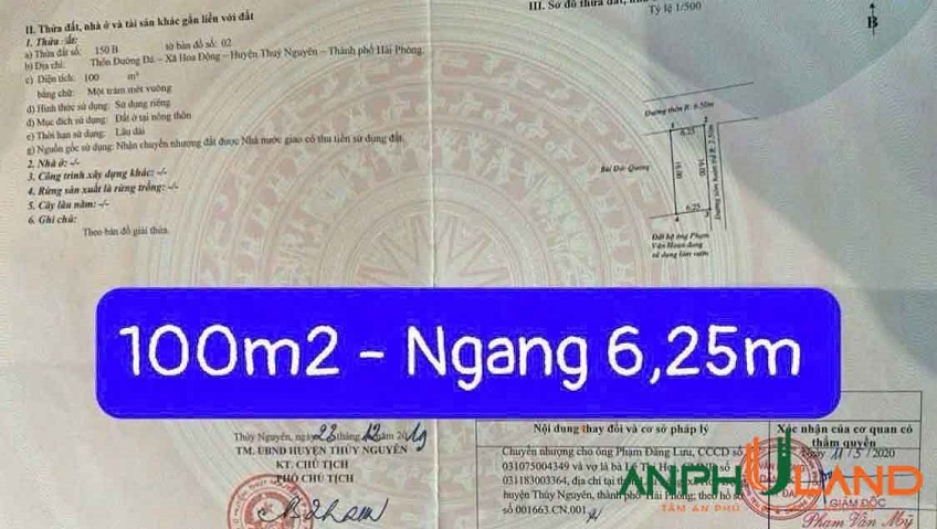 Cần bán 2 lô góc 2 mặt tiền siêu đẹp TDP Đường Đá, P. Thủy Nguyên ( xã Hoa Động), TP Hải Phòng