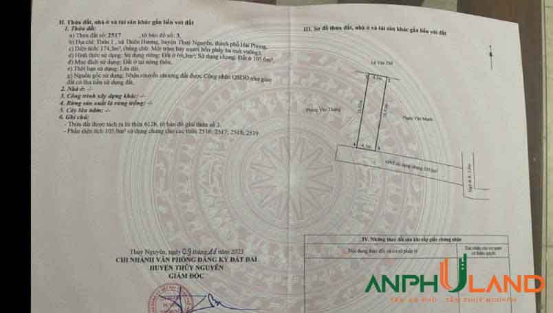 Cần bán đất vị trí đẹp tại TDP 1, Phường Thiên Hương, TP Hải Phòng
