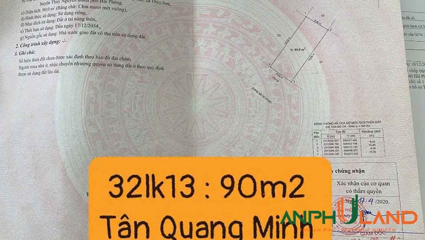 Chuyển nhượng lô đất khu đô thị xanh Tân Quang Minh, Phường Thủy Nguyên ( xã Thủy Sơn)