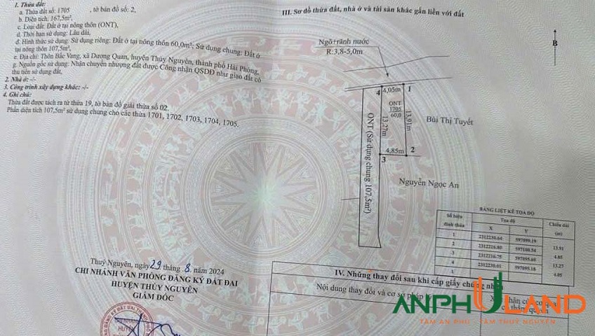 Chào bán lô góc đẹp phường Thuỷ Nguyên (Dương Quan), TP Hải Phòng