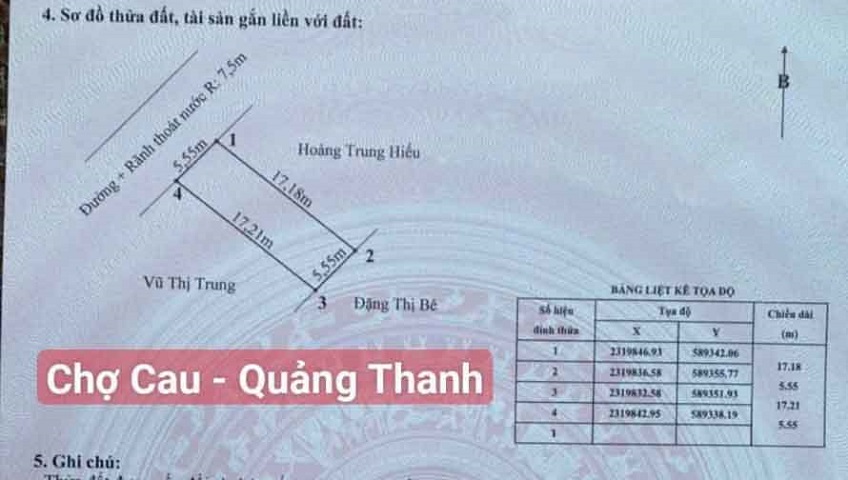 Cần bán lô đất ngay cạnh chợ Cau, Phường Lê Ích Mộc ( xã Quảng Thanh), TP Hải Phòng