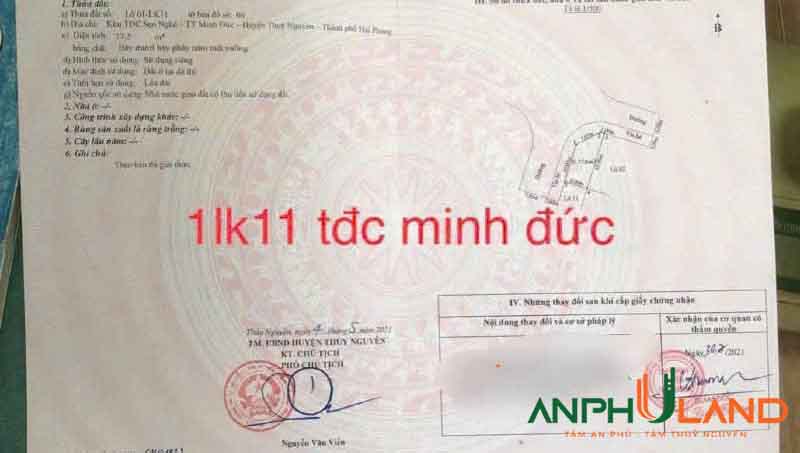 Duy nhất một lô góc tại Tái định cư Phường Bạch Đằng ( Minh Đức), TP Hải Phòng