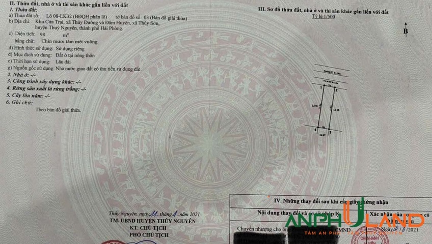 Chính chủ cần bán 02 lô đất khu đấu giá Cửa Trại, phường Thuỷ Nguyên, TP Hải Phòng