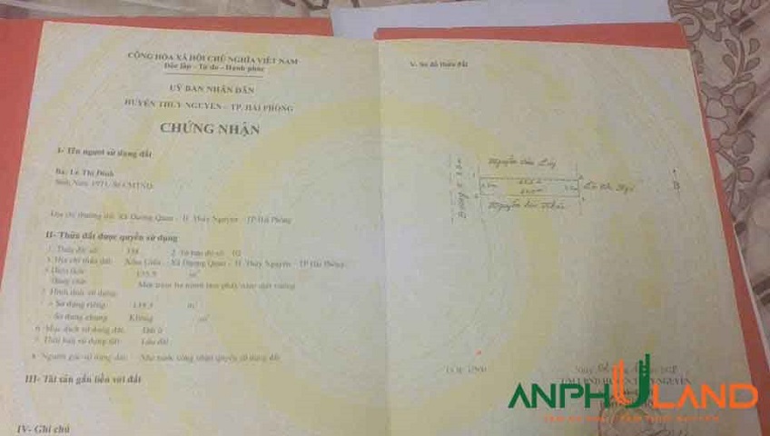 Cần bán 135 m2 trục chính, Phường Thủy Nguyên ( xã Dương Quan), TP Hải Phòng