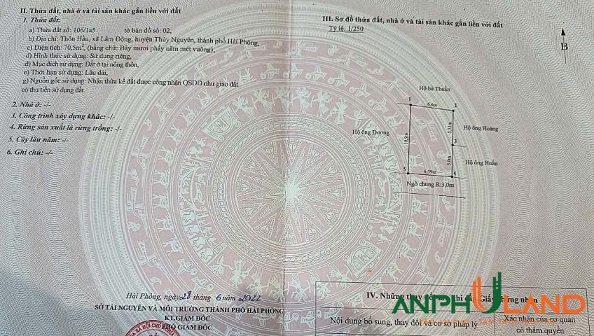 Bán lô đất 70m2 tại phường Thiên Hương (Lâm Động), TP Hải Phòng