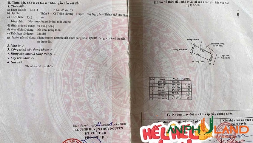 Bán lô góc vị trí đắc địa trung tâm phường Thiên Hương, TP Hải Phòng