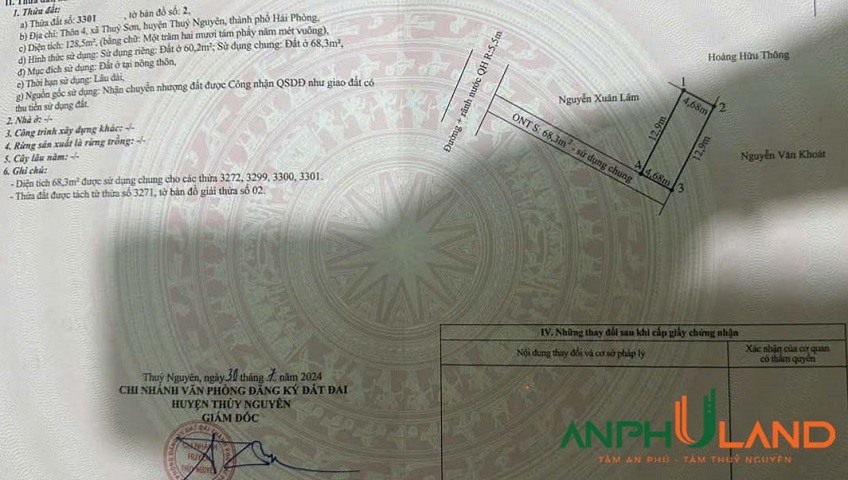 Bán lô đất đẹp giá siêu rẻ phường Thuỷ Nguyên (Thuỷ Sơn), TP Hải Phòng