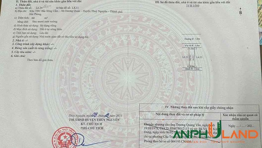 Chào bán lô 24 LK11 Tái Định Cư Áp Tràn,  Phường Thuỷ Nguyên (xã Dương Quan), TP Hải Phòng