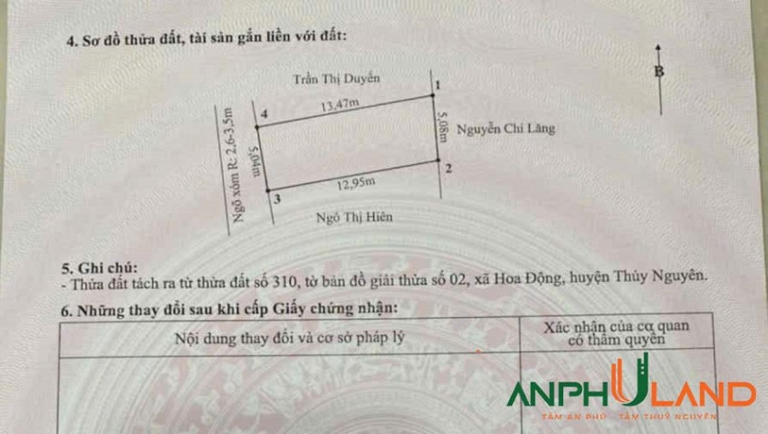Chuyển nhượng lô đất ngay trung tâm phường Thuỷ Nguyên (Hoa Động), TP Thuỷ Nguyên