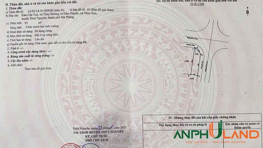 Chính chủ gửi bán lô đất tại đấu giá Cửa Trại, P. Thủy Nguyên ( xã Thủy Đường), TP Hải Phòng