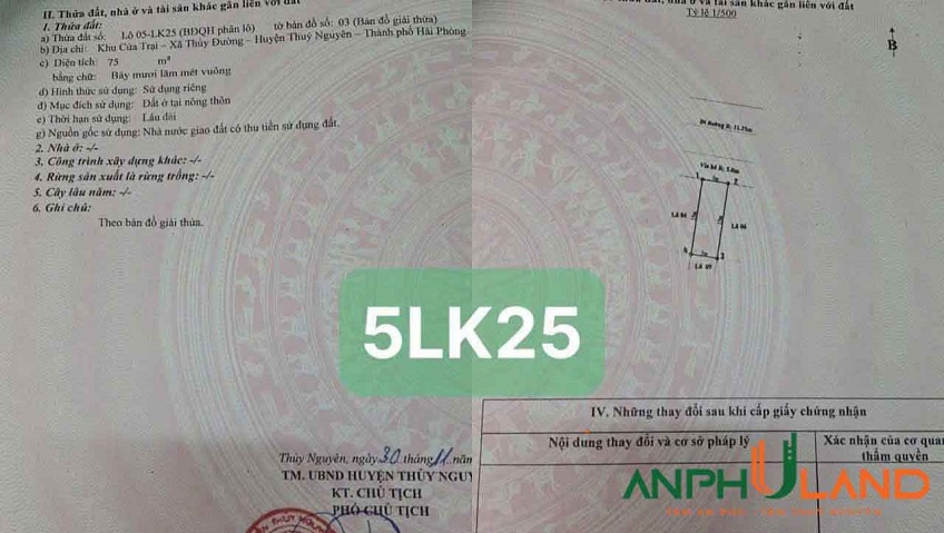 Cần bán mặt đường chính 21 m khu Cửa Trại, P. Thủy Nguyên ( xã Thủy Đường), TP Hải Phòng