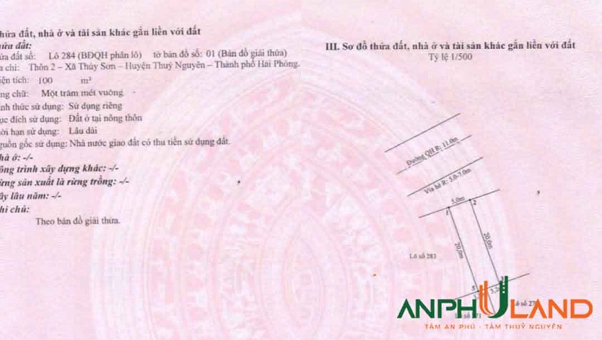 Chính chủ gửi bán lô 284 xẻ khe mặt đường 21m Cửa Trại, Phường Thủy Nguyên