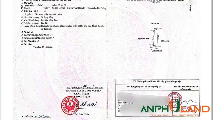 Cần bán siêu phẩm, ngay mặt đường Máng Nước P. Thủy Nguyên ( xã Tân Dương), TP Hải Phòng