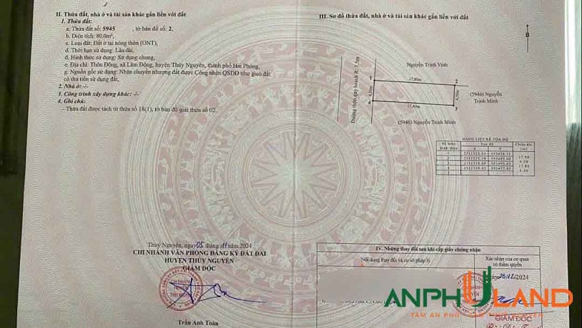 Chính chủ gửi bán lô đất trục liên TDP Đông, Phường Thiên Hương ( xã Lâm Động), TP Hải Phòng