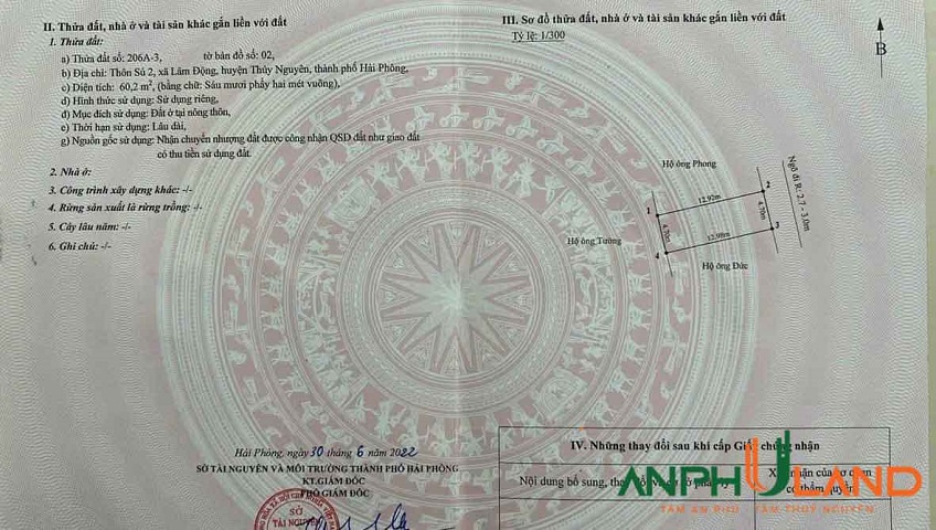 Chính chủ gửi bán siêu phẩm tại TDP Sú 2, Phường Thiên Hương ( xã Lâm Động), TP Hải Phòng