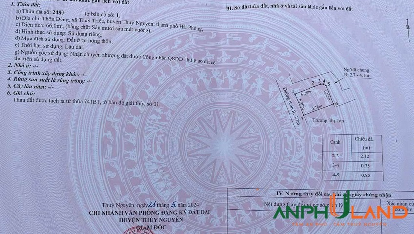 Bán lô góc 3 mặt tiền phường Hoà Bình (Thuỷ Triều), TP Hải Phòng