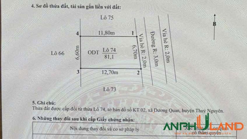 Chào bán lô đất TĐC Bấc Vang, phường Thuỷ Nguyên (Dương Quan), TP Hải Phòng