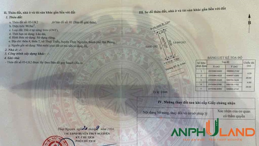 Cần bán lô đất đấu giá tại Phường Thủy Hà ( xã Thủy Triều), TP Hải Phòng