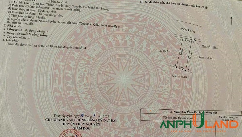 Còn 1 lô duy nhất tại trục đường trải nhựa phường Lê ích Mộc (Hợp Thành), TP Hải Phòng