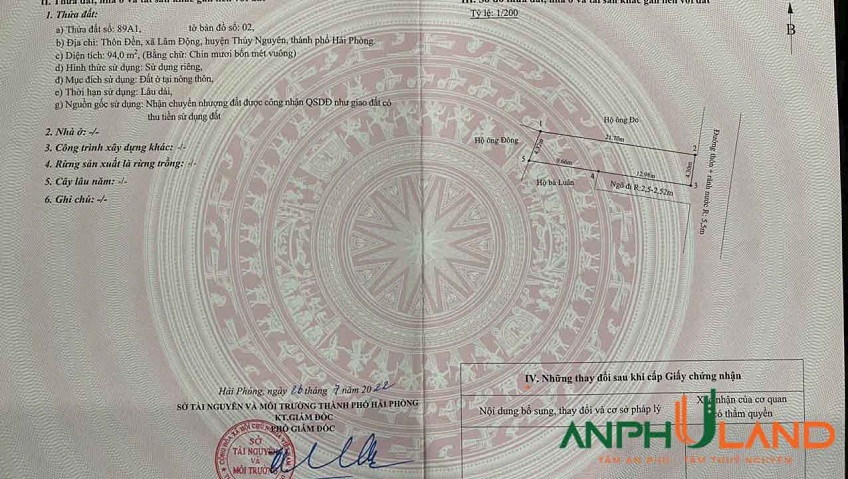 Chính chủ gửi bán lô đất TDP Đền,  phường Thiên Hương ( xã Lâm Động cũ), TP Hải Phòng