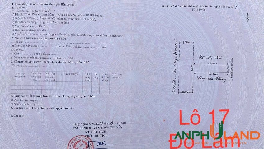 Duy nhất 1 lô mặt đường đi đò Lâm, phường Thiên Hương, TP Hải Phòng