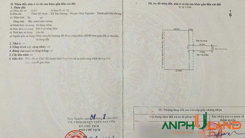Chào bán lô đất mặt đường 359 tặng nhà 2 tầng tại phường Thuỷ Nguyên, TP Hải Phòng 