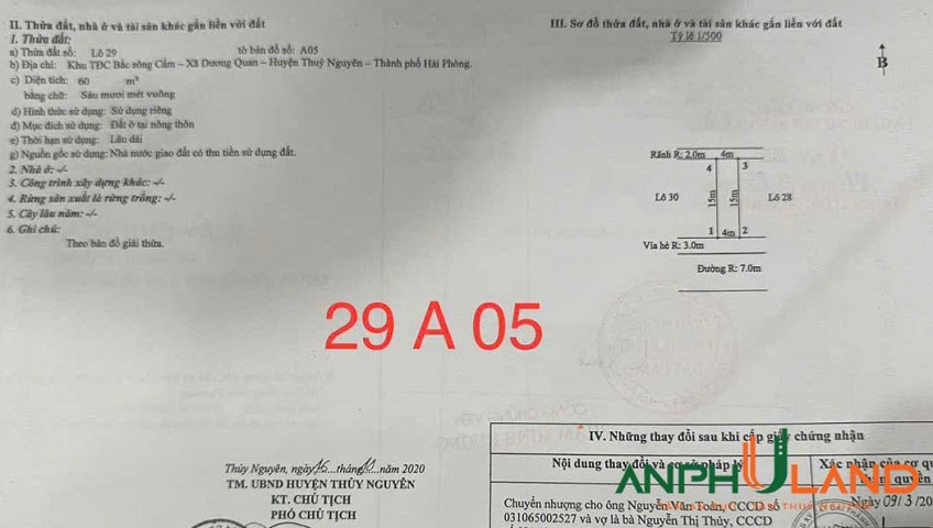 Bảng hàng TĐC khu A Bắc Sông Cấm, phường Thuỷ Nguyên , TP Hải Phòng