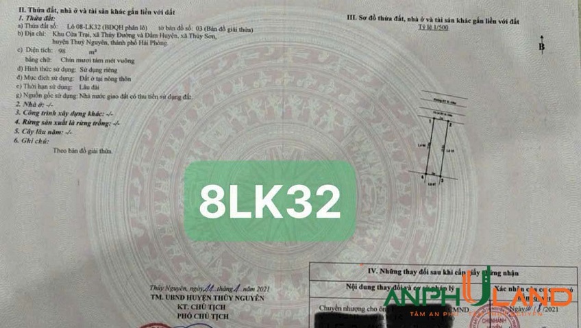 Bán lô 8 + 9LK32 khu Cửa Trại, phường Thuỷ Nguyên, TP Hải Phòng