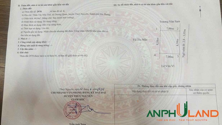 Cần bán nhanh giá tốt lô đất tại Phường Thủy Nguyên ( xã Dương Quan), TP Hải Phòng