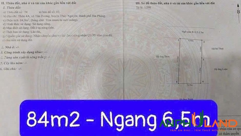 Chào bán lô đất đẹp tại phường Thuỷ Nguyên (Tân Dương), TP Hải Phòng