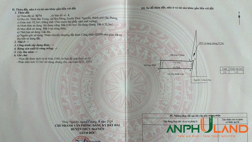 Chính chủ chào bán lô đất trung tâm tại TDP Bái Trong,  phường Thủy Nguyên, TP Hải Phòng