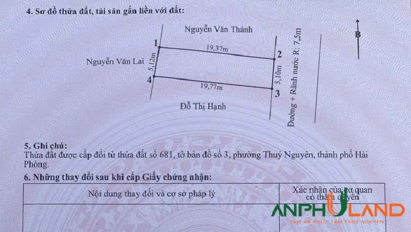 Bán lô đất vàng tại TDP Mỹ Cụ, phường Thuỷ Nguyên, TP Hải Phòng