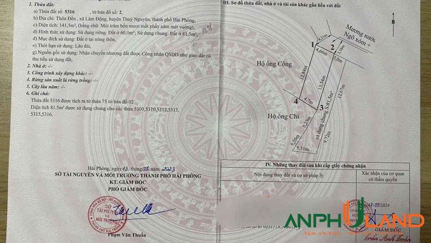 Cần bán lô góc ngay tại phường Thiên Hương( xã Lâm Động), TP Hải Phòng