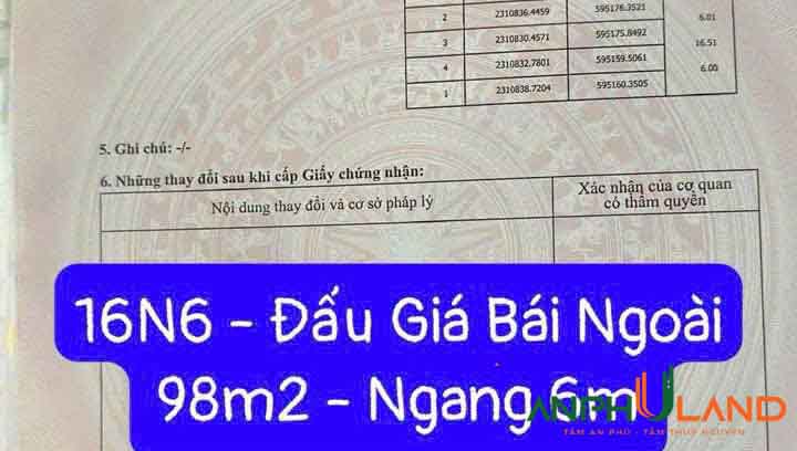 Cần bán lô đất đấu giá TDP Bái Ngoài, Phường Thủy Nguyên ( xã Hoa Động), TP Hải Phòng