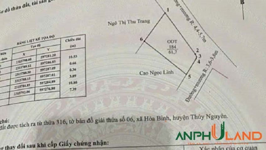 Chính chủ bán lô góc đường thông phường Hoà Bình, TP Hải Phòng
