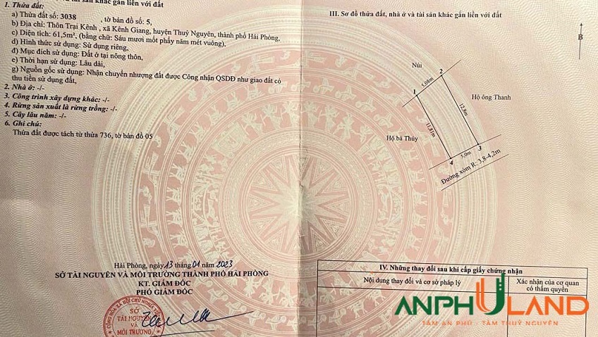 Chính chủ gửi bán lô đất mặt đường TDP Trại Kênh, phường Lưu Kiếm, TP Hải Phòng 