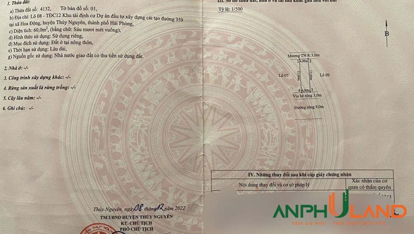Chào bán lô đất TĐC Hoa Động, phường Thuỷ Nguyên, TP Hải Phòng