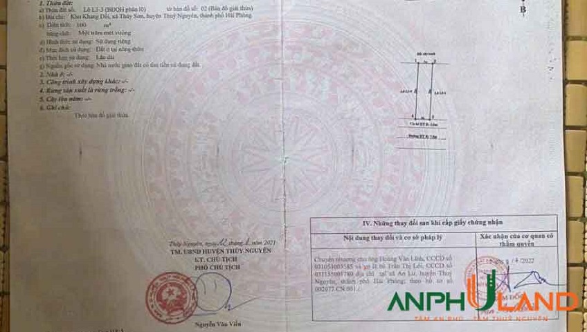 Chào bán lô đất tại phân lô Khang Dồi, Phường Thủy Nguyên ( xã Thủy Sơn), TP Hải Phòng