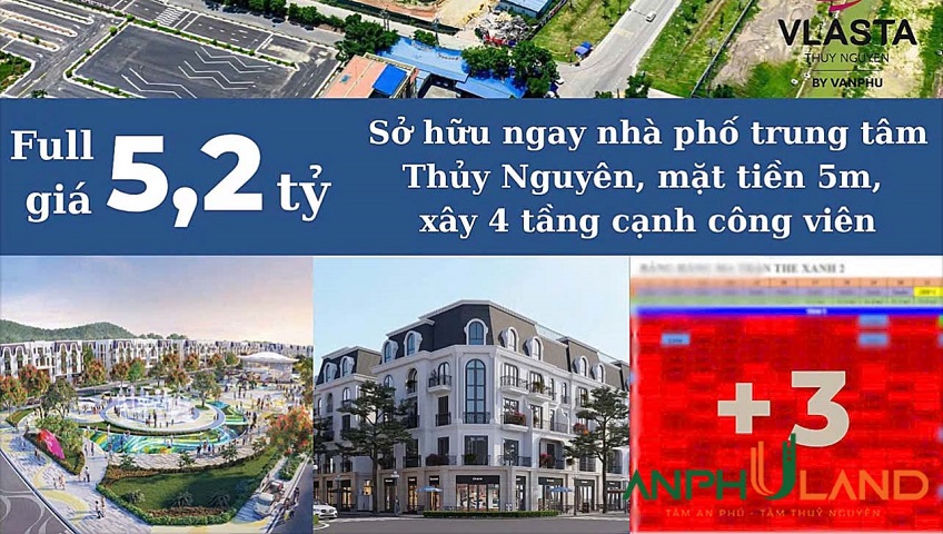 Full giá 5,2 tỷ sở hữu nhà 4 tầng dự án Vlasta Thuỷ Nguyên, TP Hải Phòng