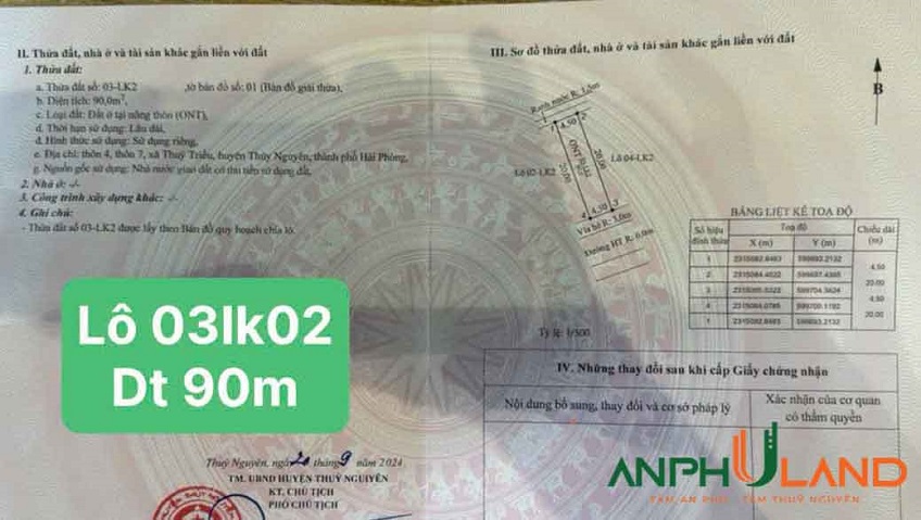 Chính chủ gửi bán vài lô giá tốt tại khu đấu giá Phường Thủy Nguyên ( xã Thủy Triều), TP Hải Phòng