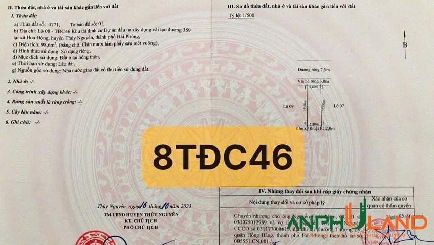 Bán vài lô giá siêu sốc TĐC Hoa Động, phường Thuỷ Nguyên, TP Hải Phòng