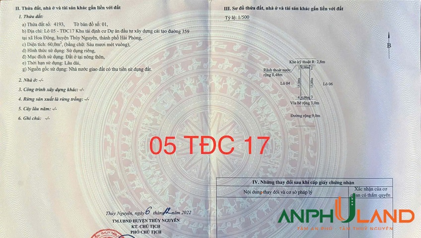 Bán vài lô giá siêu sốc TĐC Hoa Động, phường Thuỷ Nguyên, TP Hải Phòng