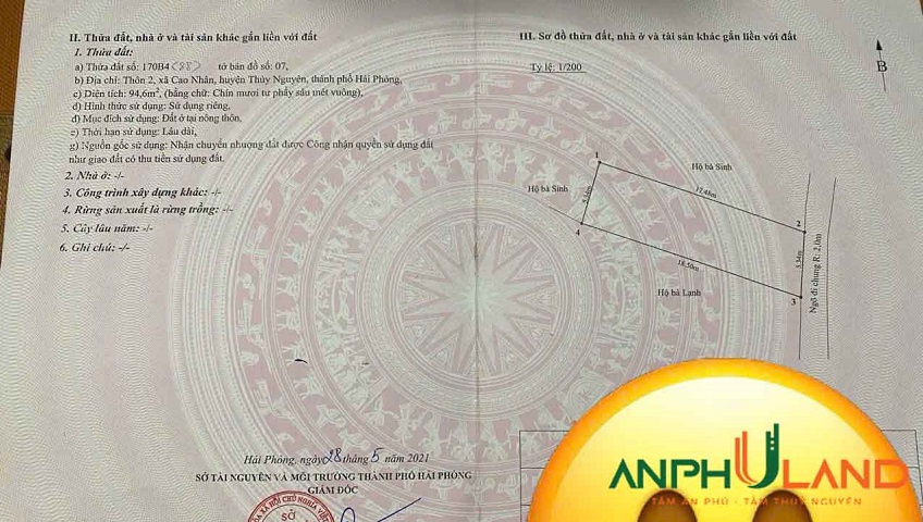 Cần bán lô đất đẹp tại Phường Lê Ích Mộc ( xã Cao Nhân), TP Hải Phòng